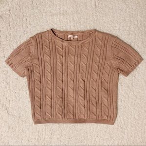 PACSUN Tan Knit Sweater Short Sleeve